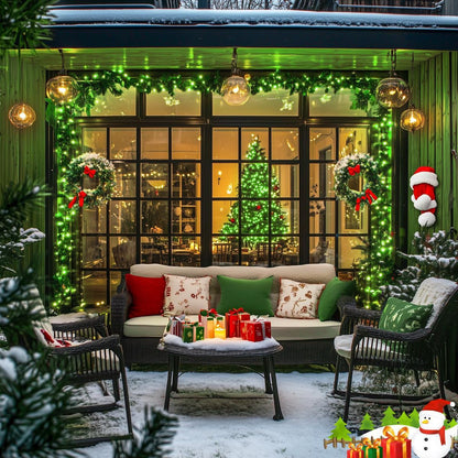 LED White Christmas Lights Outdoor, String Lights Plug in | Extendable, 8 Modes Christmas Tree Light, Timer, Durable, for Room Garden Patio Porch Wedding Christmas Halloween Decoration - Green - Size 10m 100-LED Light String with 3m Extension Cable
