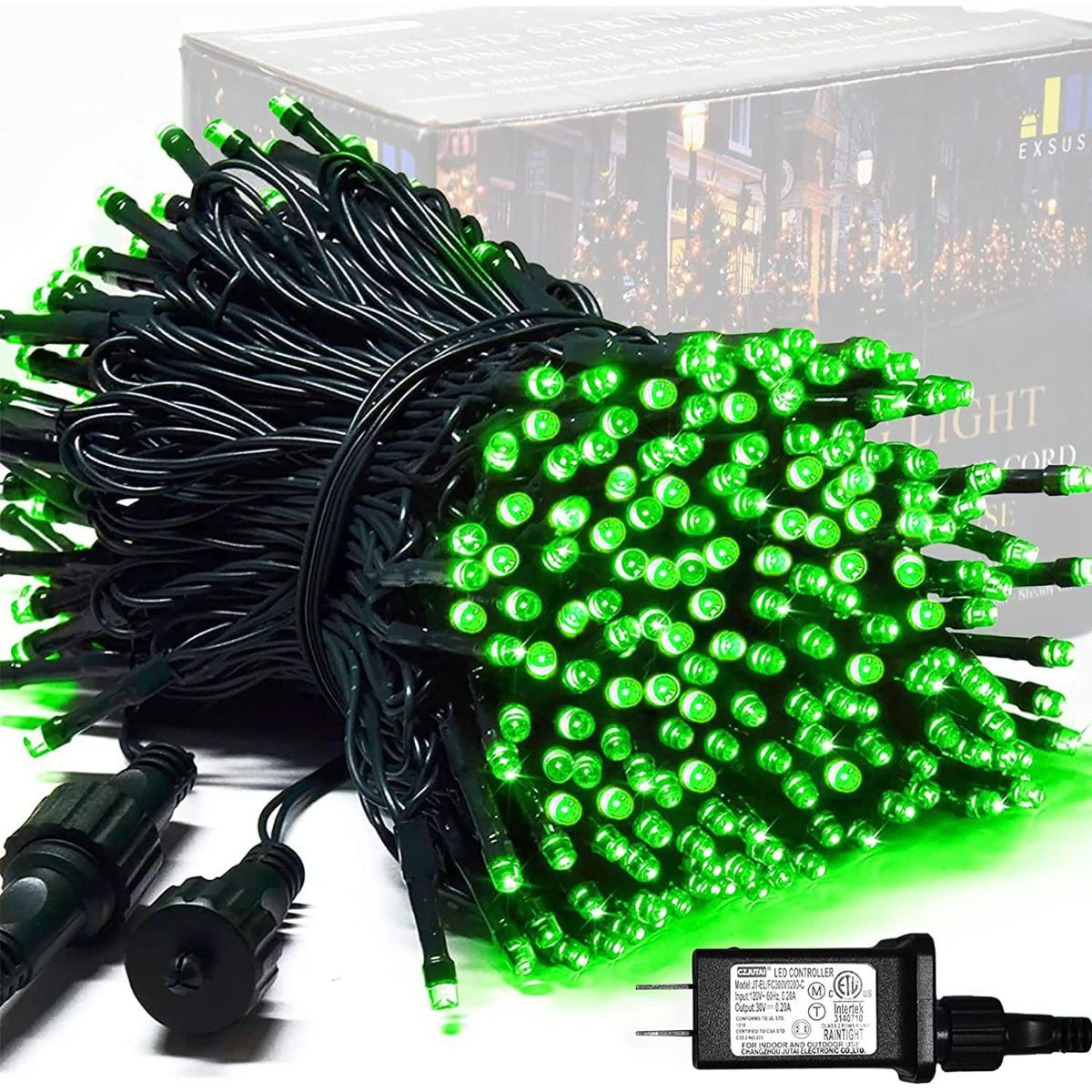 LED White Christmas Lights Outdoor, String Lights Plug in | Extendable, 8 Modes Christmas Tree Light, Timer, Durable, for Room Garden Patio Porch Wedding Christmas Halloween Decoration - Green - Size 50m 400-LED Light String with 3m Extension Cable