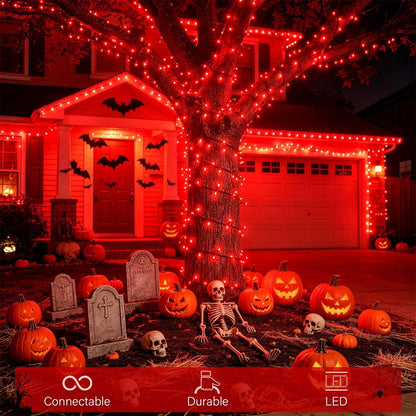 LED White Christmas Lights Outdoor, String Lights Plug in | Extendable, 8 Modes Christmas Tree Light, Timer, Durable, for Room Garden Patio Porch Wedding Christmas Halloween Decoration - Red - Size 100m 800-LED Light String with 3m Extension Cable
