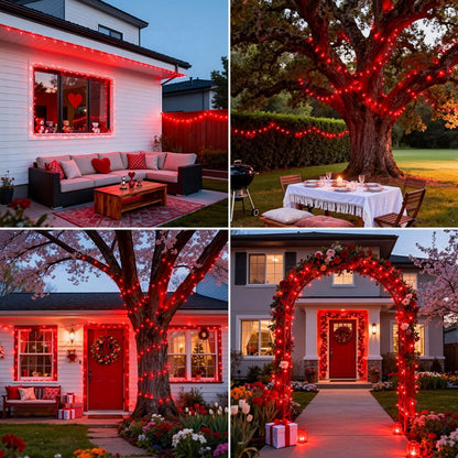 LED White Christmas Lights Outdoor, String Lights Plug in | Extendable, 8 Modes Christmas Tree Light, Timer, Durable, for Room Garden Patio Porch Wedding Christmas Halloween Decoration - Red - Size 100m 800-LED Light String with 3m Extension Cable