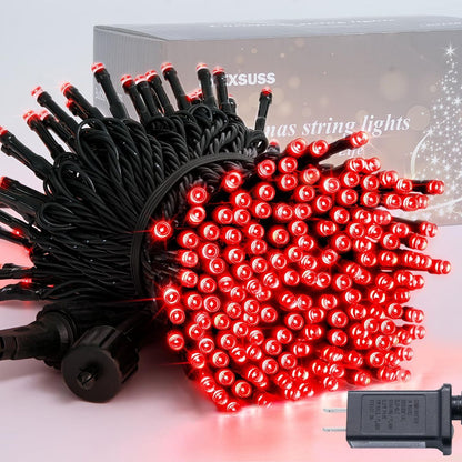 LED White Christmas Lights Outdoor, String Lights Plug in | Extendable, 8 Modes Christmas Tree Light, Timer, Durable, for Room Garden Patio Porch Wedding Christmas Halloween Decoration - Red - Size 30m 300-LED Light String with 3m Extension Cable