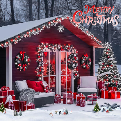 LED White Christmas Lights Outdoor, String Lights Plug in | Extendable, 8 Modes Christmas Tree Light, Timer, Durable, for Room Garden Patio Porch Wedding Christmas Halloween Decoration - Red & White - Size 10m 100-LED Light String with 3m Extension Cable