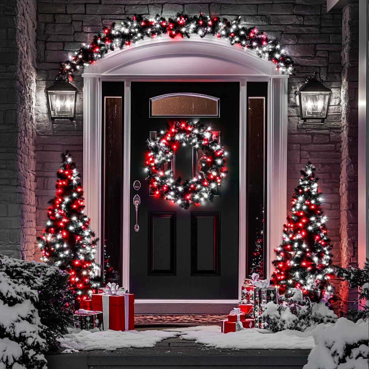 LED White Christmas Lights Outdoor, String Lights Plug in | Extendable, 8 Modes Christmas Tree Light, Timer, Durable, for Room Garden Patio Porch Wedding Christmas Halloween Decoration - Red & White - Size 20m 200-LED Light String with 3m Extension Cable