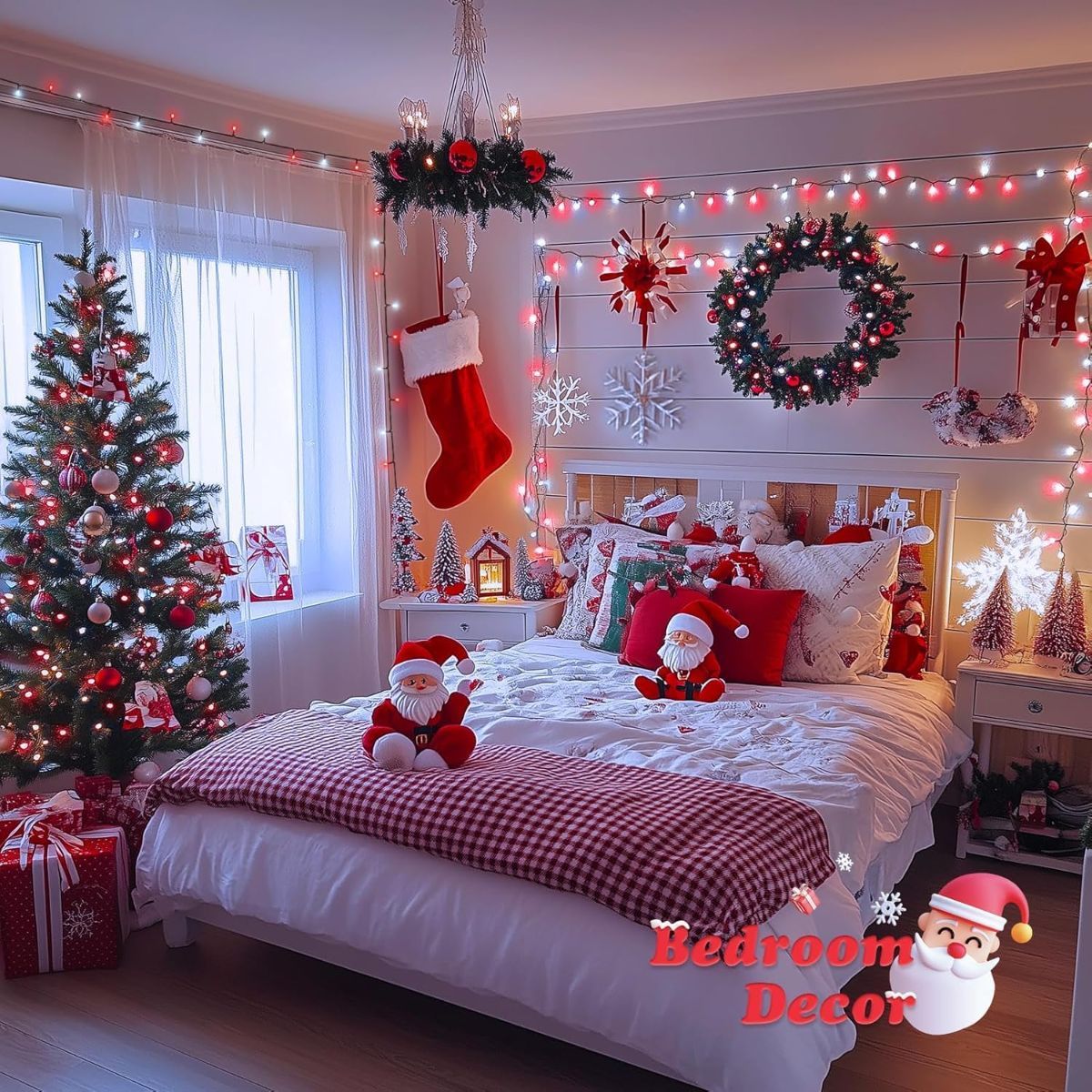 LED White Christmas Lights Outdoor, String Lights Plug in | Extendable, 8 Modes Christmas Tree Light, Timer, Durable, for Room Garden Patio Porch Wedding Christmas Halloween Decoration - Red & White - Size 30m 300-LED Light String with 3m Extension Cable