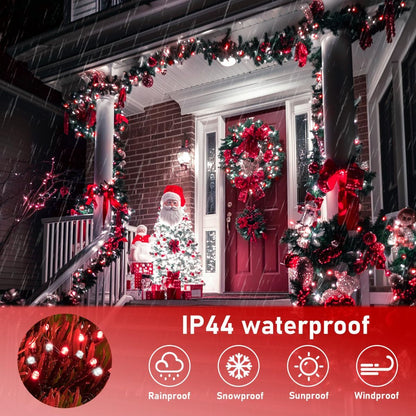 LED White Christmas Lights Outdoor, String Lights Plug in | Extendable, 8 Modes Christmas Tree Light, Timer, Durable, for Room Garden Patio Porch Wedding Christmas Halloween Decoration - Red & White - Size 30m 300-LED Light String with 3m Extension Cable