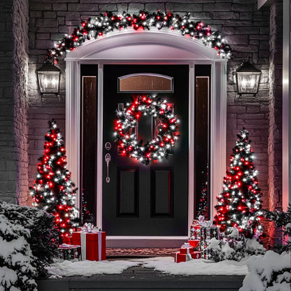 LED White Christmas Lights Outdoor, String Lights Plug in | Extendable, 8 Modes Christmas Tree Light, Timer, Durable, for Room Garden Patio Porch Wedding Christmas Halloween Decoration - Red & White - Size 30m 300-LED Light String with 3m Extension Cable