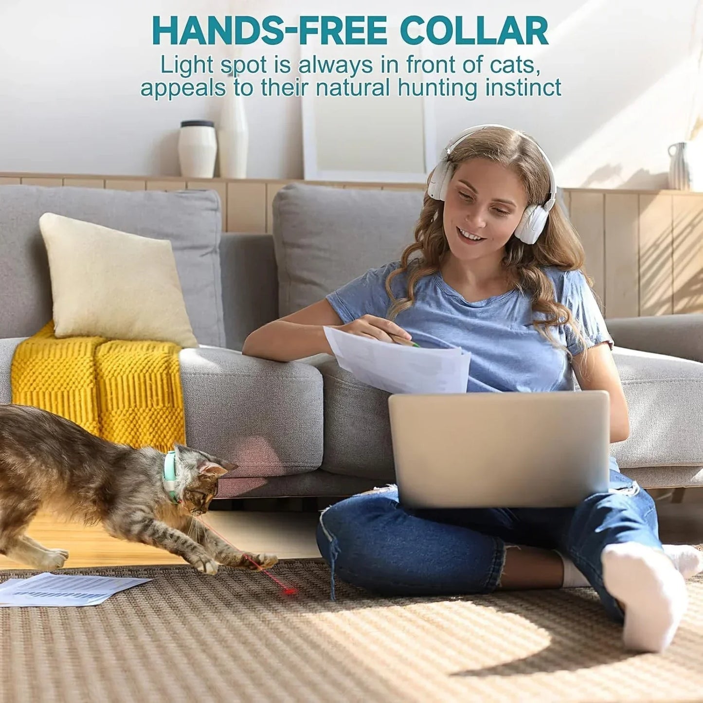 Automatic Laser Cat Collar Toy - Rechargeable Interactive Red Light