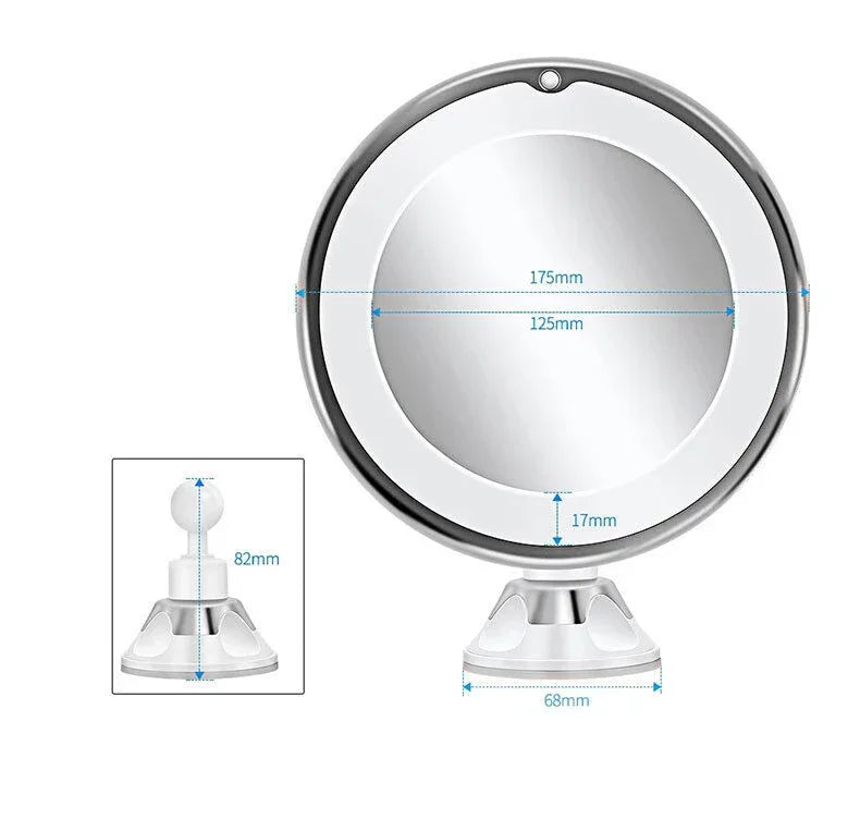 10X Magnifying LED Makeup Mirror Suction Cup - Vanity Mirror with Natural Light