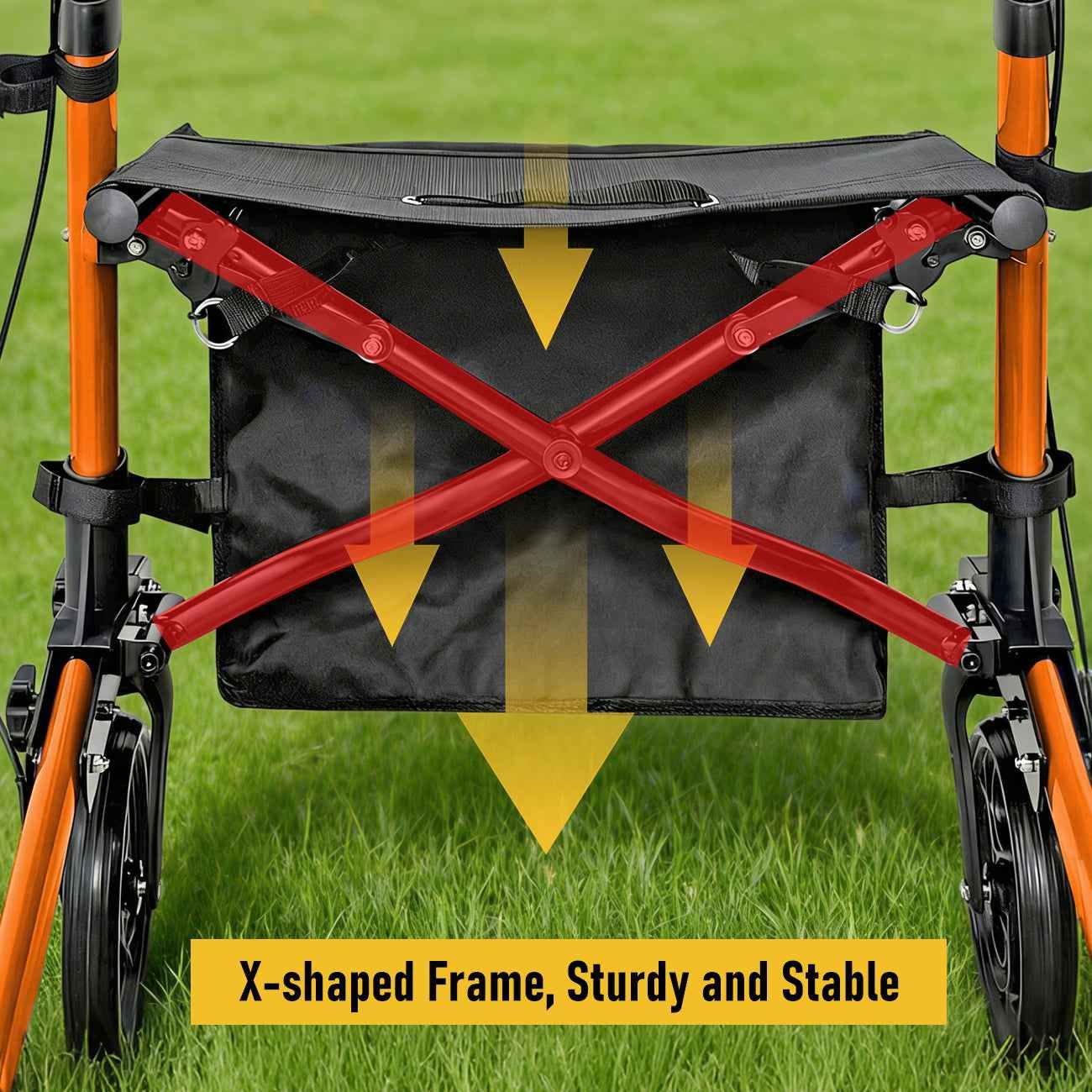 Foldable Aluminium Rollator Walker with Seat and Storage Bag Red