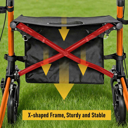 Foldable Aluminium Rollator Walker with Seat and Storage Bag Red