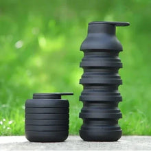 600ml Collapsible Silicone Water Bottle - Black