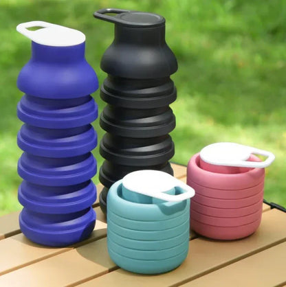 600ml Collapsible Silicone Water Bottle - Black