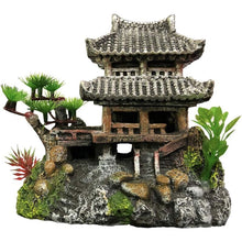 Resin Aquarium Castle Decoration Hand-Painted Oriental Tower Freshwater Saltwater Safe 17cm