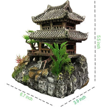 Resin Aquarium Castle Decoration Hand-Painted Oriental Tower Freshwater Saltwater Safe 17cm