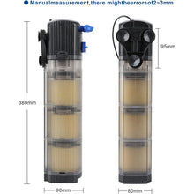 3-in-1 Internal Aquarium Filter Pump 1500L/H 25W Adjustable Flow Wave Freshwater Saltwater 100-300L