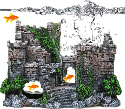 Resin Aquarium Castle Decoration Hiding House Fish Shrimp Shelter Freshwater Saltwater 17x13x6cm