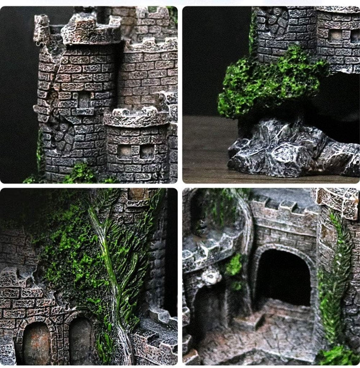 Resin Aquarium Castle Decoration Hiding House Fish Shrimp Shelter Freshwater Saltwater 17x13x6cm