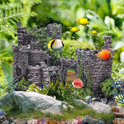 Resin Aquarium Castle Decoration Hiding House Fish Shrimp Shelter Freshwater Saltwater 17x13x6cm
