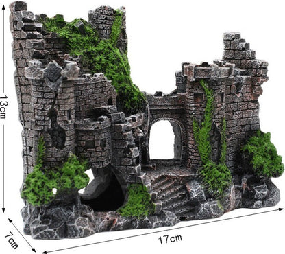 Resin Aquarium Castle Decoration Hiding House Fish Shrimp Shelter Freshwater Saltwater 17x13x6cm