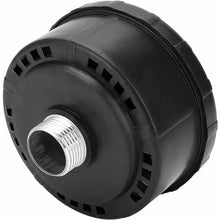 Black round replacement gas mask filter cartridge with metal threaded connector