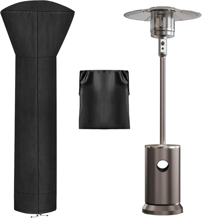 Patio Heater Cover Waterproof UV Resistant Zipper Air Vent Storage Bag 226cm Standing Heater Black