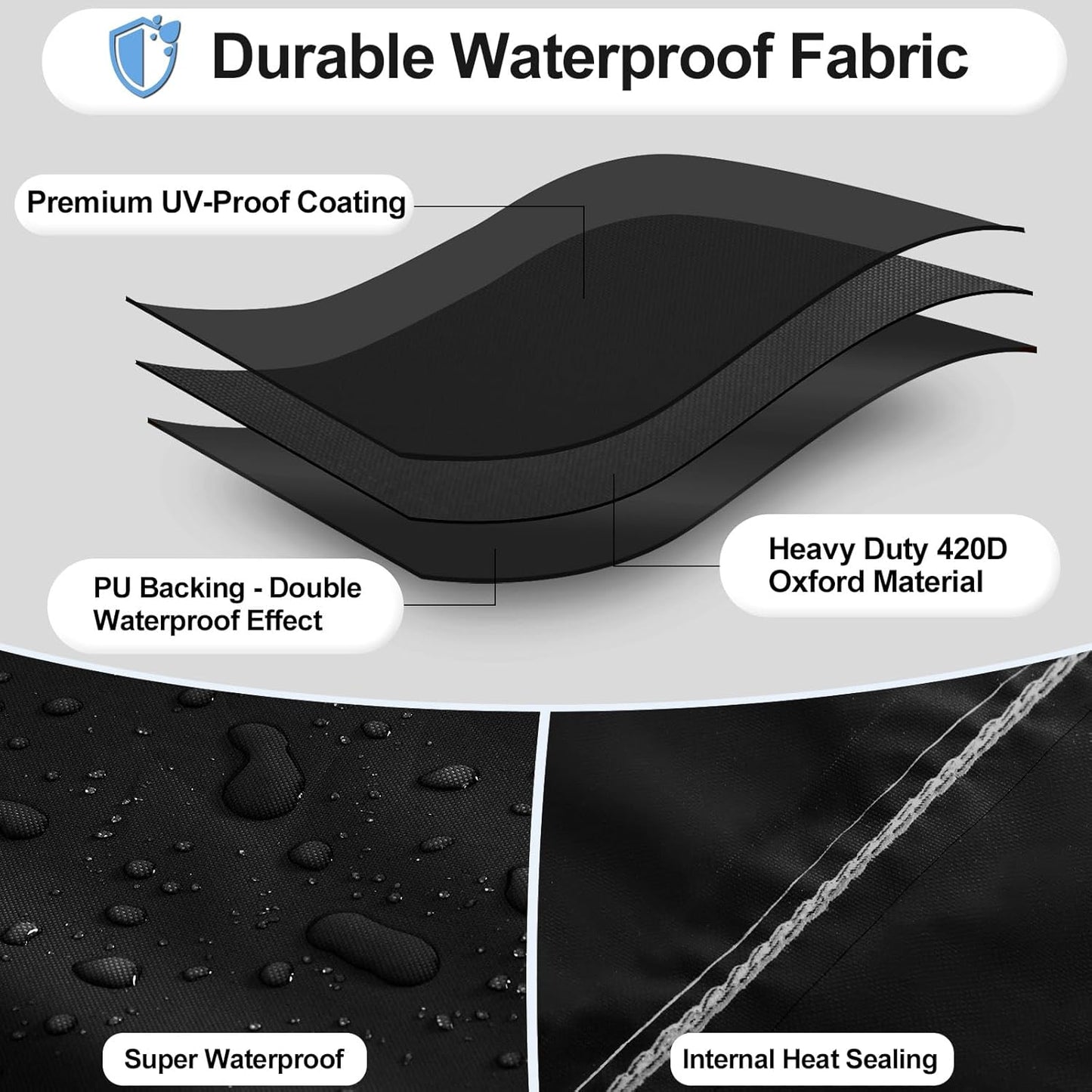 Patio Heater Cover Waterproof UV Resistant Zipper Air Vent Storage Bag 226cm Standing Heater Black
