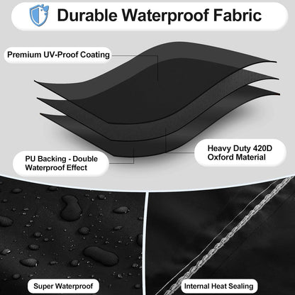 Patio Heater Cover Waterproof UV Resistant Zipper Air Vent Storage Bag 226cm Standing Heater Black