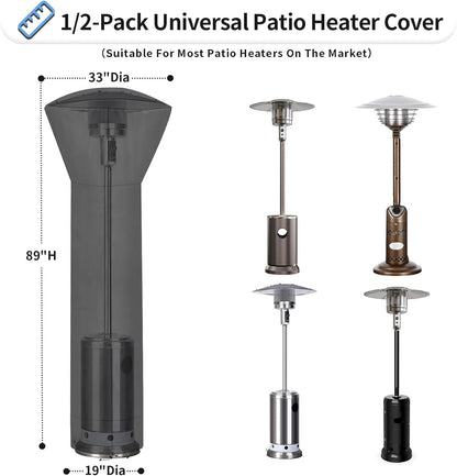 Patio Heater Cover Waterproof UV Resistant Zipper Air Vent Storage Bag 226cm Standing Heater Black
