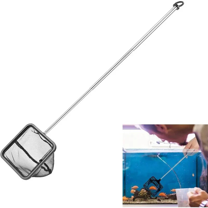 Aquarium Fish Net Telescopic 14-34cm Stainless Steel Foldable Mini