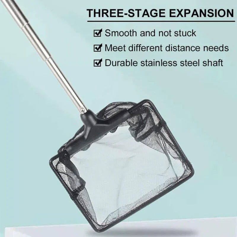 Aquarium Fish Net Telescopic 14-34cm Stainless Steel Foldable Mini