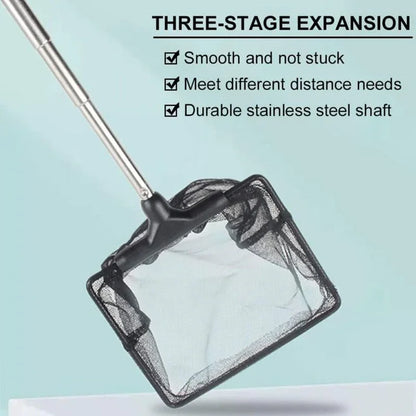 Aquarium Fish Net Telescopic 14-34cm Stainless Steel Foldable Mini