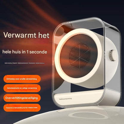 Mini Desk Heater Portable Electric Fan 2 Heat Settings Overheat Protection Compact Office Off White