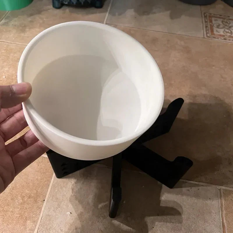 Elevator Pet Bowl, Neck Support Food Bowl, Easy to Clean (Elevator Cat Bowl), Black and White