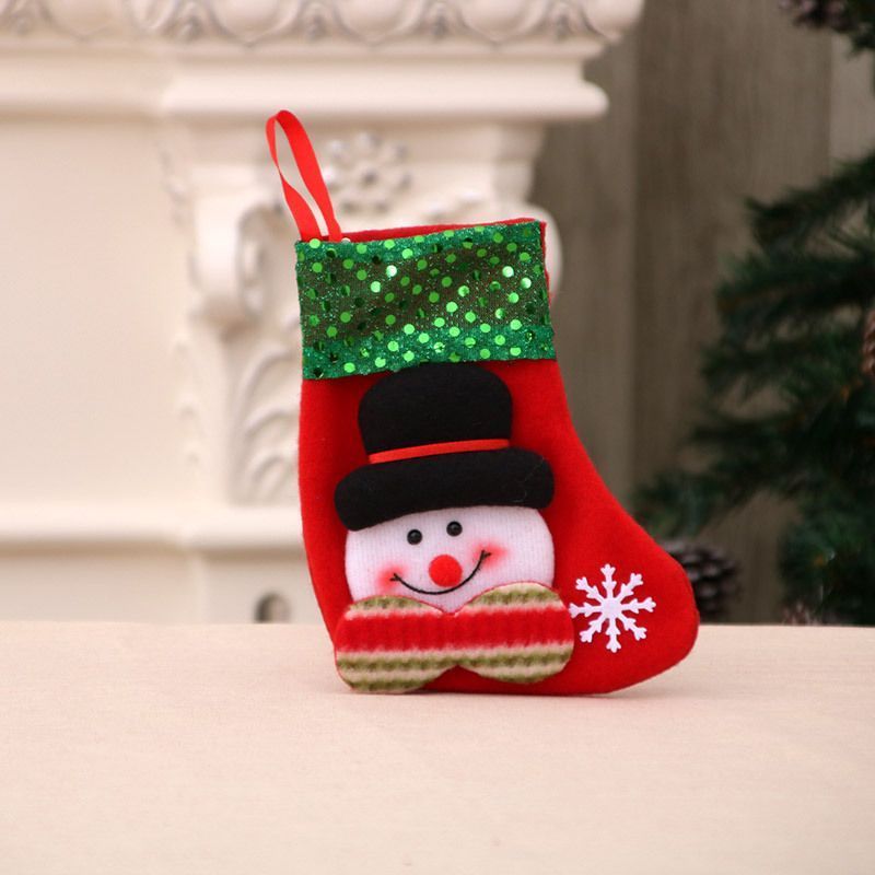 Sequin Small Snowman Christmas Stocking, Tiny Hanging Ornament For Christmas Tree, 16*13cm