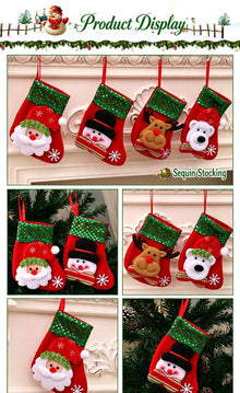 Snowflake Small Santa Christmas Stocking, Mini Decorative Christmas Gift Pouch, 16*13cm