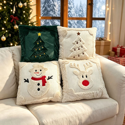 Set of 2 Christmas Cushion Covers - Reindeer (Pillow filling not included)