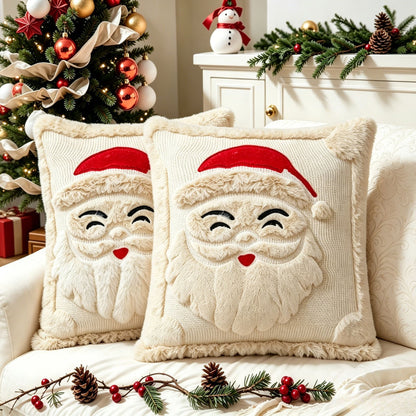 Set of 2 Christmas Cushion Covers - Santa Claus (Pillow filling not included)