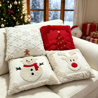Set of 2 Christmas Cushion Covers - New Green Large Christmas Tree (Pillow filling not included)