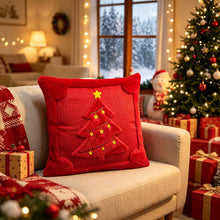Set of 2 Christmas Cushion Covers - New Red Large Christmas Tree (Pillow filling not included)