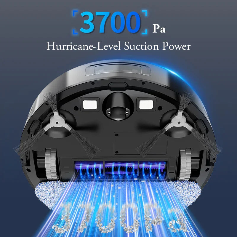 Robot vacuum cleaner with 3700Pa hurricane-level suction power and dual side brushes