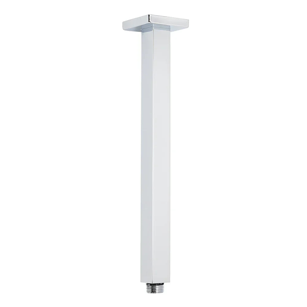 WELS 16" Rainfall Shower Head 300mm Ceiling Dropper Extension Arm Chrome Square Set