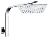 WELS 10" 7.5L/m Chrome Square Rain Shower Head Brass Gooseneck Wall Arm Set