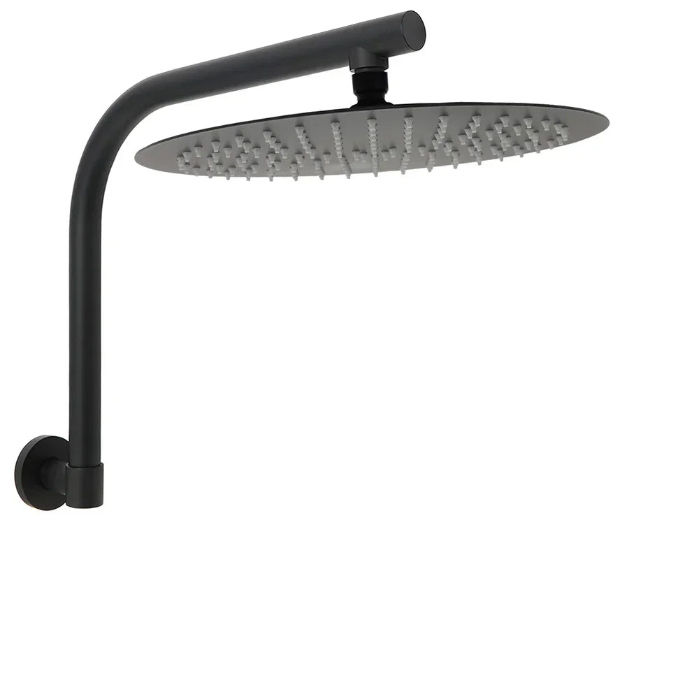 Rain Shower Head 12" 300mm Matt Black Stainless Steel WELS 3 Star