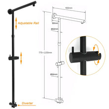 Matt Black 2in1 Round Shower 10" Rain Head 3 Mode Handheld Sliding Rail Diverter Mixer Set
