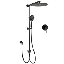 WELS Matt Black Twin Round 12" Shower Head Set Handheld Flexible Rail Wall Arm Mixer