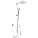 WELS Chrome Round 8" Stainless Steel Rain Head Handheld Sliding Rail Arm 2in1 Shower Set
