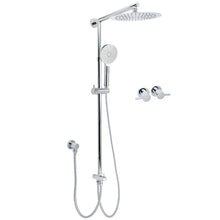Chrome 10" Round Rain Handheld Twin Shower Head Arm Sliding Rail Arm Double Taps