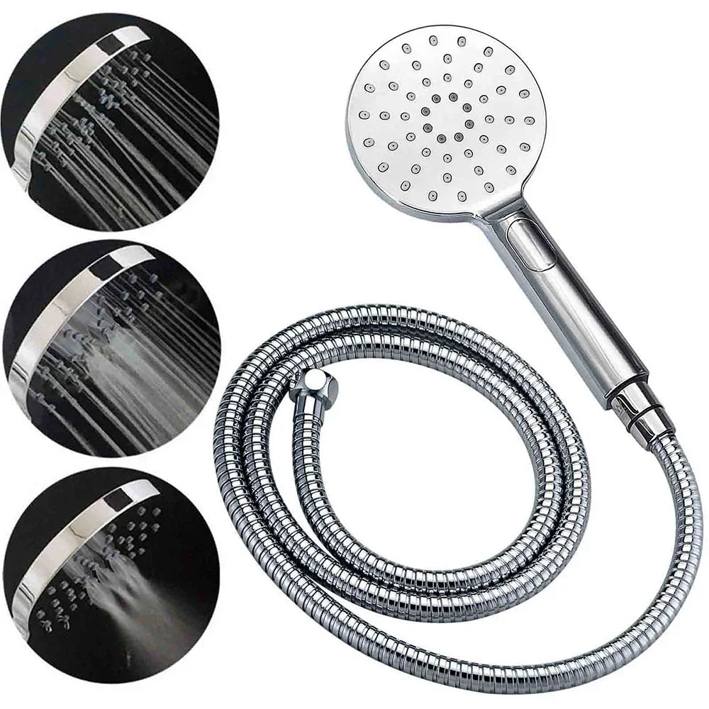 WELS Chrome Round Large 12" Rain Shower Head 3 Modes Handheld Wall Arm Rail 2in1 Set