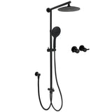KYLINS Matt Black 9" Rain Shower Set - Twin Taps Rail & Handheld