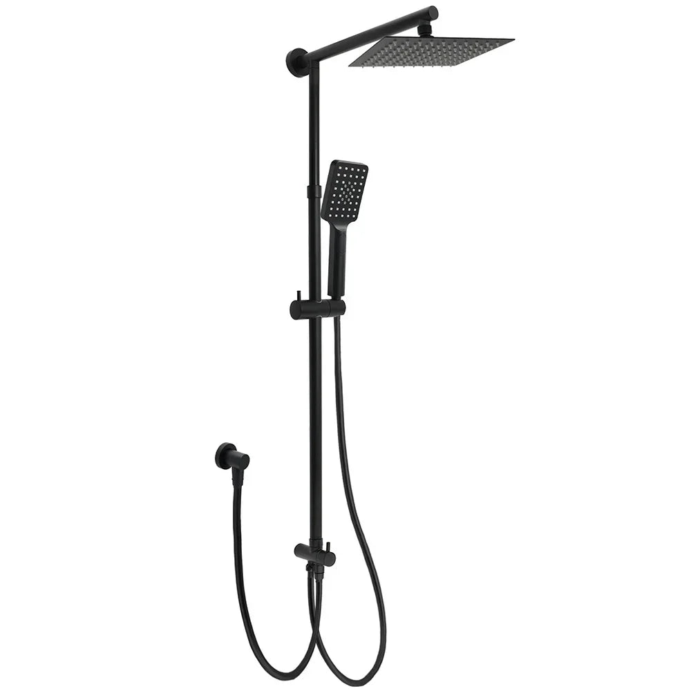 Matt Black 2in1 Set 8" Square Thin Shower Head Handheld Adjustable Silding Rail Arm